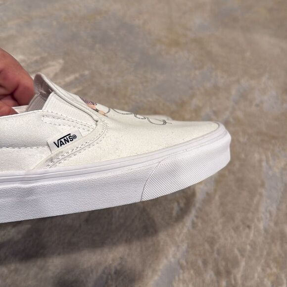 Custom vans white sneaker with cool design on top women’s size 8.5 NWOT - Picture 5 of 13